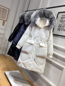 KBAT Jachete de puf de iarnă pentru femei, la modă, cu guler mare de blană, parkas supradimensionați, cu glugă, calde, lungi, puf, pardesiu căptușit pentru femei