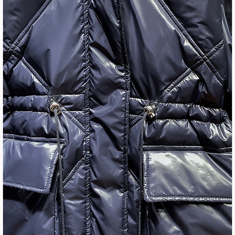 KBAT Jachete de puf de iarnă pentru femei, la modă, cu guler mare de blană, parkas supradimensionați, cu glugă, calde, lungi, puf, pardesiu căptușit pentru femei