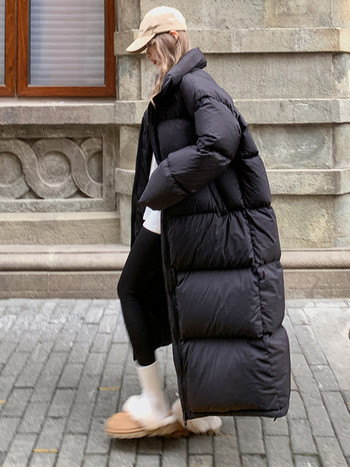 Зимно палто за жени Извънгабаритна парка Дамско дълго корейско яке от 2023 г. с памучна подплата Зимна парка Дамско ветроустойчиво връхно облекло
