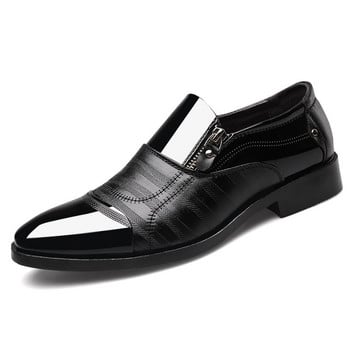 Италиански черни официални обувки Мъжки мокасини Обувки за сватбена рокля Лачени обувки Оксфорд за мъжки кожени обувки
