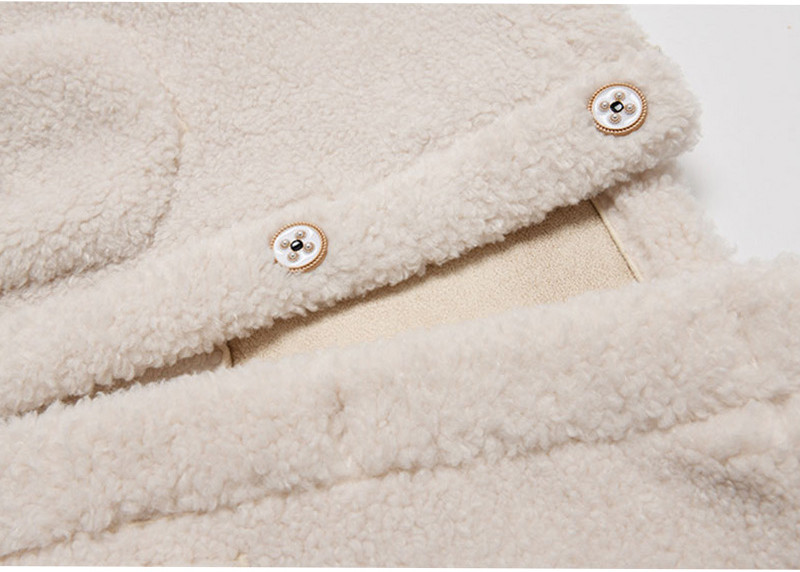 Haina caldă din lână de miel cu parfum mic coreean Jachetă mozaică pentru femei Jachetă scurtă de pluș de buzunar pentru femei.