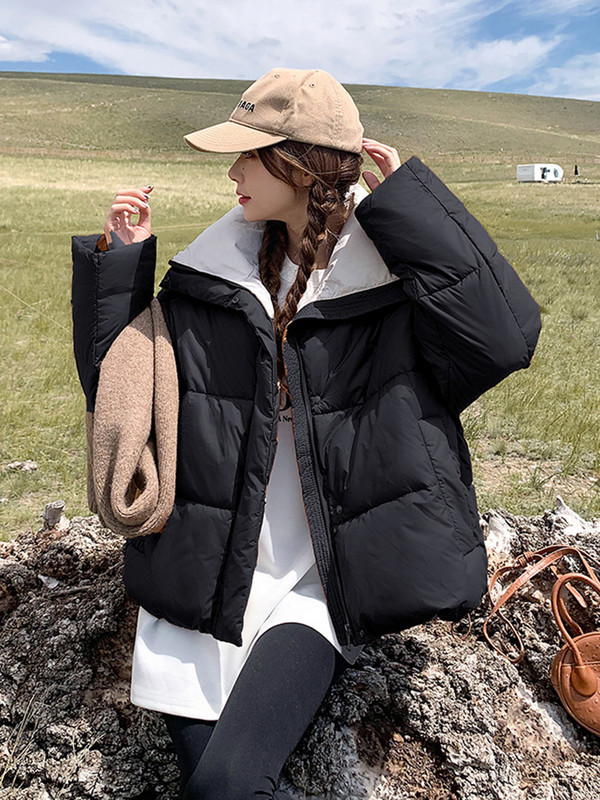 Jachetă căptușită din bumbac pentru femei, 2023, noua haină ușoară, caldă, casual, jachetă puf pentru femei, pardesiu cu guler