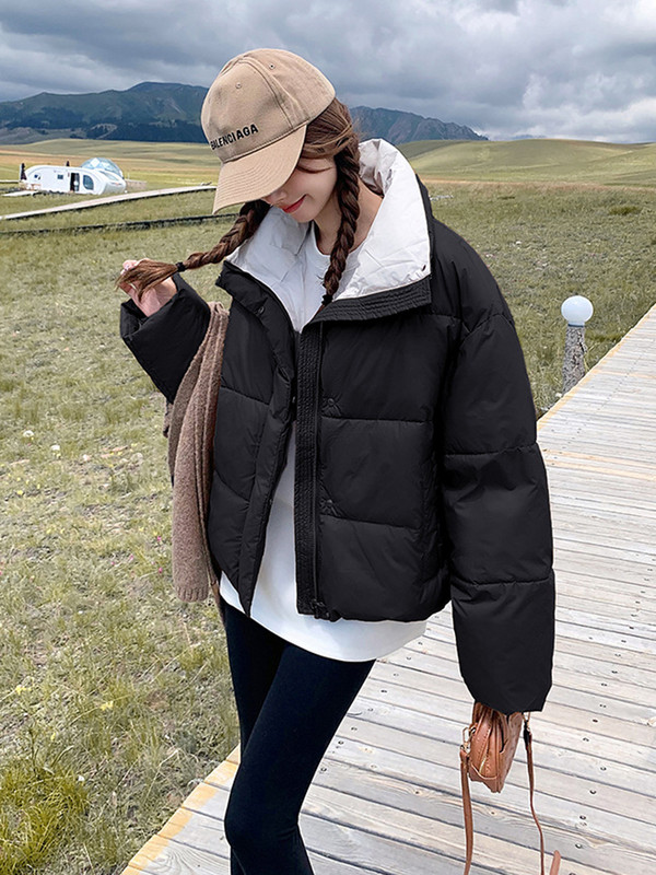 Jachetă căptușită din bumbac pentru femei, 2023, noua haină ușoară, caldă, casual, jachetă puf pentru femei, pardesiu cu guler
