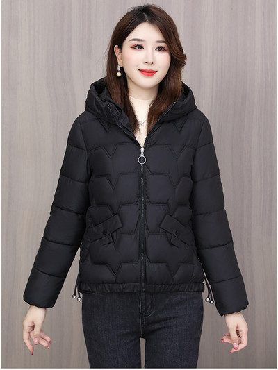 Jachetă puf pentru femei, toamnă iarnă 2023, culoare solidă, cu glugă, buzunar mare, lejer, parkas scurte, haine pentru femei, haină de iarnă