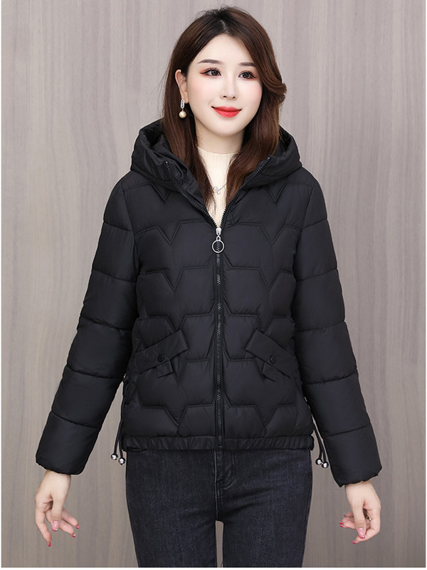 Jachetă puf pentru femei, toamnă iarnă 2023, culoare solidă, cu glugă, buzunar mare, lejer, parkas scurte, haine pentru femei, haină de iarnă