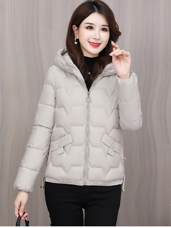 Jachetă puf pentru femei, toamnă iarnă 2023, culoare solidă, cu glugă, buzunar mare, lejer, parkas scurte, haine pentru femei, haină de iarnă