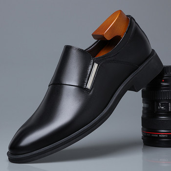 Модни обувки с остър връх Разделени кожени мъжки ежедневни официални мокасини Бизнес сватбени оксфордски обувки zapatillas de hombre