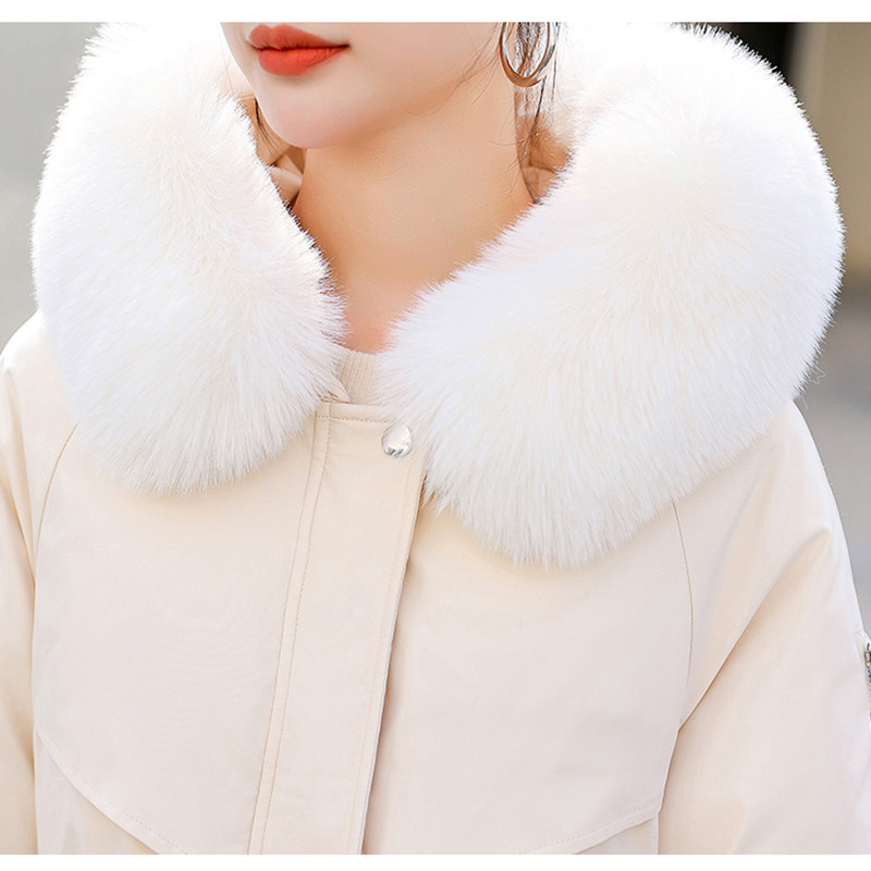 Jachetă caldă de iarnă pentru femei 2023, căptușeală groasă de blană, haină cu glugă pentru femei, jachetă căptușită din bumbac, parka lungă, îmbrăcămintea rezistentă la vânt