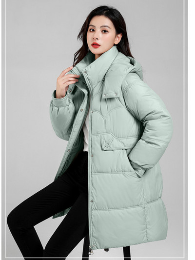 2023 Jachetă de puf de iarnă pentru femei, haină căptușită din bumbac supradimensionată, la modă, cu buzunar mare, parkas cu glugă, îmbrăcăminte lungă rezistentă la vânt pentru femei