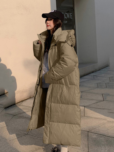 2023 Parka lungă din puf, haină de zăpadă, pentru femei, de modă coreeană, îngroșată, de iarnă, cu glugă, jachetă pufă largi, rezistentă la vânt, îmbrăcăminte caldă