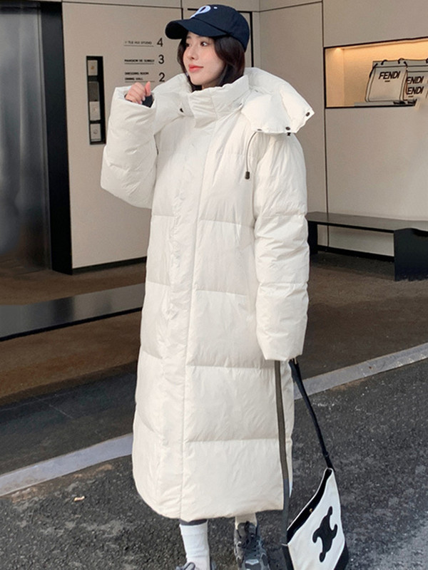 2023 Parka lungă din puf, haină de zăpadă, pentru femei, de modă coreeană, îngroșată, de iarnă, cu glugă, jachetă pufă largi, rezistentă la vânt, îmbrăcăminte caldă