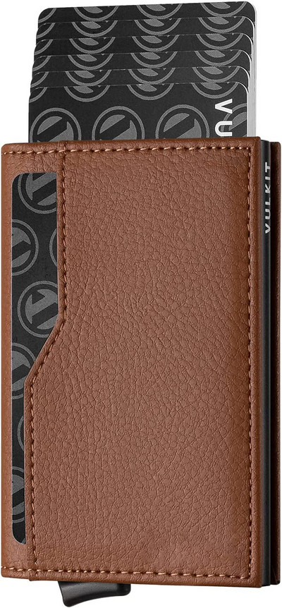 Бизнес Ежедневна кожа RFID блокиране Автоматично изскачащ портфейл Карта Сметка Държач за кредитна карта Двойна идентификация Държач за кредитна карта