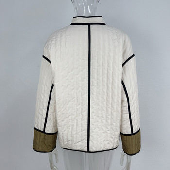 Винтидж пачуърк яке с дълъг ръкав Дамско палто с памучна подплата, есенна жилетка, модно, каузално, свободно улично облекло