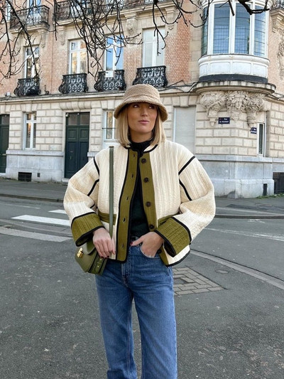 Jachetă cu mânecă lungă cu mozaic de epocă, haină supradimensionată din bumbac căptușită, cardigan de toamnă, îmbrăcăminte de stradă, la modă.