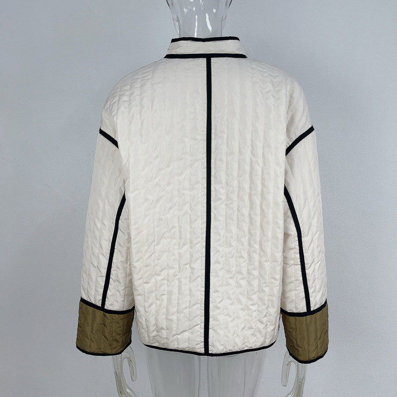 Jachetă cu mânecă lungă cu mozaic de epocă, haină supradimensionată din bumbac căptușită, cardigan de toamnă, îmbrăcăminte de stradă, la modă.