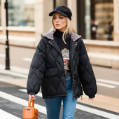 2023-as téli női pehelydzsekik, alkalmi pamut párnázott parkák, felsőruhás kapucnis kabát Női kabát meleg felsőruházat