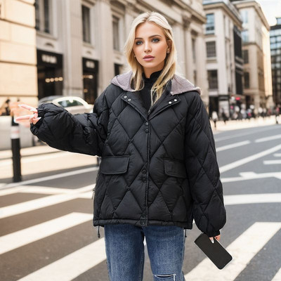 2023-as téli női pehelydzsekik, alkalmi pamut párnázott parkák, felsőruhás kapucnis kabát Női kabát meleg felsőruházat