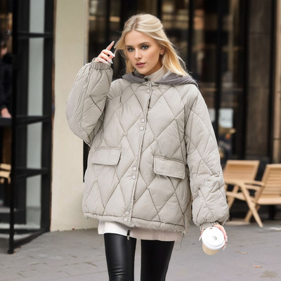 2023-as téli női pehelydzsekik, alkalmi pamut párnázott parkák, felsőruhás kapucnis kabát Női kabát meleg felsőruházat