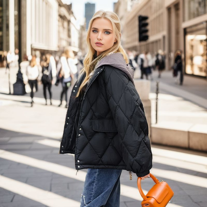 2023-as téli női pehelydzsekik, alkalmi pamut párnázott parkák, felsőruhás kapucnis kabát Női kabát meleg felsőruházat