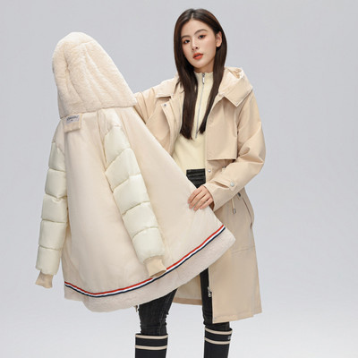 Iarna 2023 Parka pentru femei Jachete lungi, ocazional, detașabilă, căptușeală din lână, cu glugă, groasă, caldă, parcă, haină pentru femei.