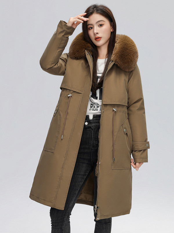 Iarna 2023 Parka pentru femei Jachete lungi, ocazional, detașabilă, căptușeală din lână, cu glugă, groasă, caldă, parcă, haină pentru femei.