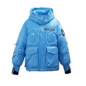 KBAT zimska sjajna jakna s velikim džepom Ženski kaput s kapuljačom Modna deblja široka jakna Ženska topla gornja odjeća otporna na vjetar otporna na kišu