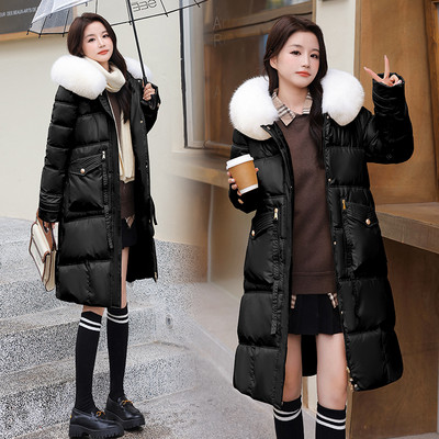 Naujas blizgus parko paltas, moteriškas 2023 m. madingas storas žiemos gobtuvas laisvas ilgas striukė, atsparus vėjui, lietaus šiltas viršutinis drabužis