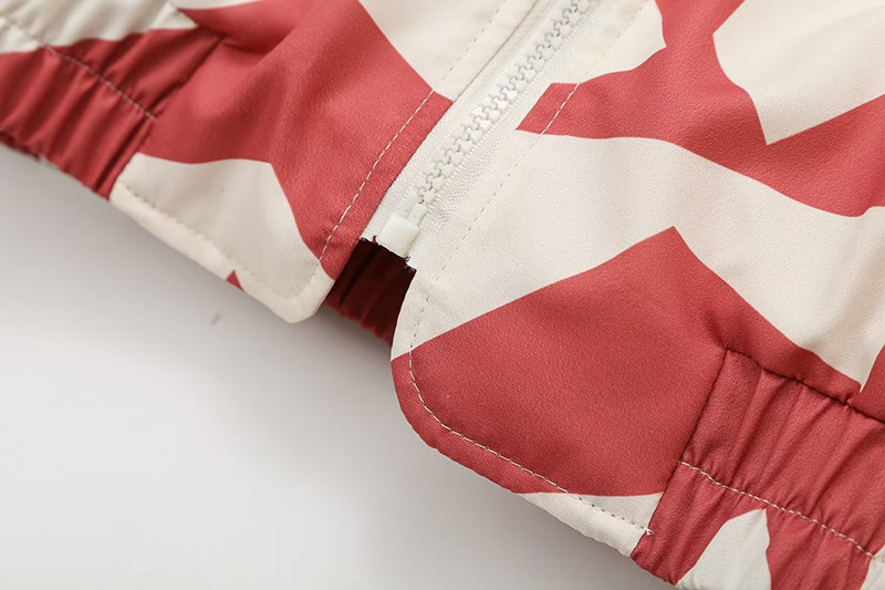 Paltoane scurte din bumbac cu imprimeu cu geometrie de modă pentru femei, iarnă supradimensionată, toamnă, jachete groase, călduroase, îmbrăcăminte exterioară pentru femei.