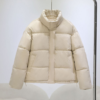 2023 Дамско зимно палто Извънгабаритно топло женско яке с пуфър и яка с памучна подплата Палто в бонбонени цветове Късо дамско връхно облекло