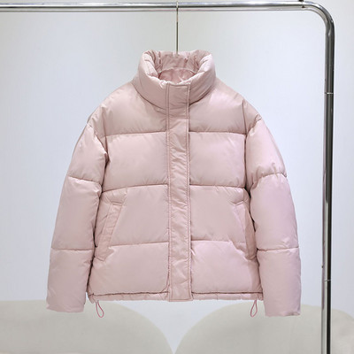 2023 m. moteriškas žieminis paltas Didelis šiltas moteriškas stovas apykaklė Medvilnine paminkštinta striukės saldainio spalvos paltai trumpi moteriški viršutiniai drabužiai