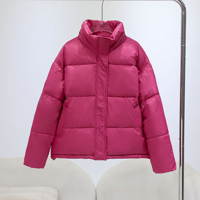 2023 m. moteriškas žieminis paltas Didelis šiltas moteriškas stovas apykaklė Medvilnine paminkštinta striukės saldainio spalvos paltai trumpi moteriški viršutiniai drabužiai