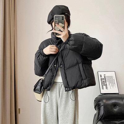 2023, culoare bomboană, îngroșă, caldă, guler, jachetă din bumbac, căptușită, pentru femei, ocazional, parka scurtă, îmbrăcăminte cu șnur