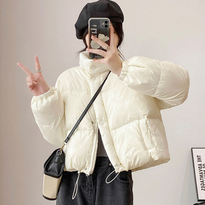 2023, culoare bomboană, îngroșă, caldă, guler, jachetă din bumbac, căptușită, pentru femei, ocazional, parka scurtă, îmbrăcăminte cu șnur