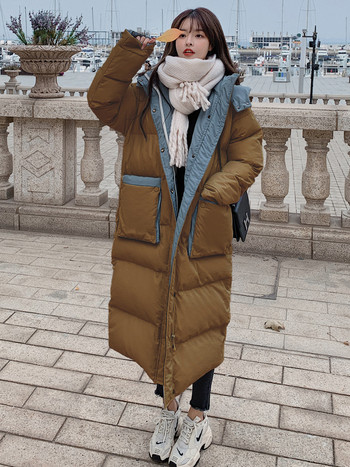KBAT Дамско зимно яке за сняг Дълги топли парки Дамско удебелено палто Памучни подплатени якета Дамски горни дрехи с качулка