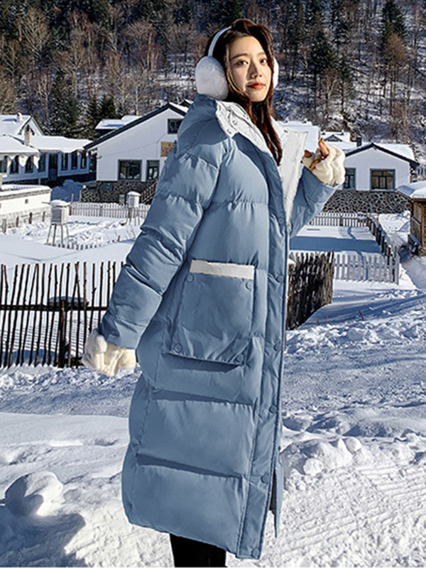 KBAT Ženska zimska snježna jakna Duge tople parke Ženski deblji kaput Pamučno podstavljene Parka jakne Ženska gornja odjeća s kapuljačom