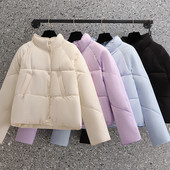 Zimske jakne 2023. Ženski široki kaput Pamučno podstavljene parke Ženska pufer jakna Samostojeći ovratnik Kratki kaput Gornja odjeća slatke boje