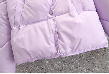 Зимни якета за 2023 г. Дамско свободно палто Парки с памучна подплата Дамско пухено яке с яка и стойка Късо палто Връхни дрехи в бонбонени цветове