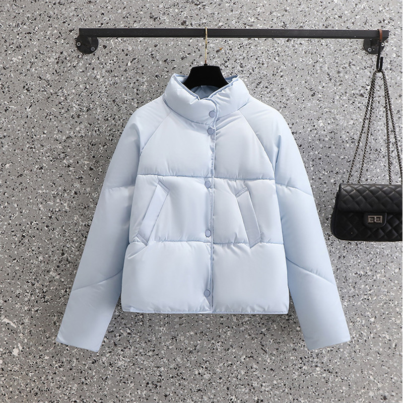 Zimske jakne 2023. Ženski široki kaput Pamučno podstavljene parke Ženska pufer jakna Samostojeći ovratnik Kratki kaput Gornja odjeća slatke boje