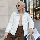 Zimske ženske donje jakne za 2023. Ultra lagane tople ležerne jakne sa samostojećim ovratnikom Ženska pufer jakna Pamučno podstavljena gornja odjeća