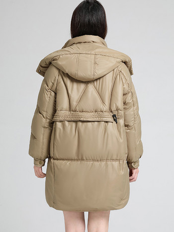 Извънгабаритно палто с лъскава парка Дамско модно удебелено зимно 2023 г. свободно, дълго яке с качулка Дамско ветроустойчиво, дъждоустойчиво топло връхно облекло