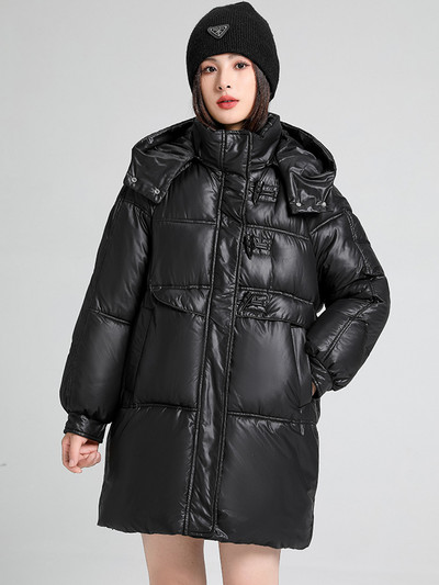 Didelio dydžio blizgus parko paltas, moteriškas 2023 m. mados storas žiemos gobtuvas laisvas ilgas striukė, atsparus vėjui, lietaus šiltas viršutinis drabužis