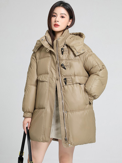 Didelio dydžio blizgus parko paltas, moteriškas 2023 m. mados storas žiemos gobtuvas laisvas ilgas striukė, atsparus vėjui, lietaus šiltas viršutinis drabužis