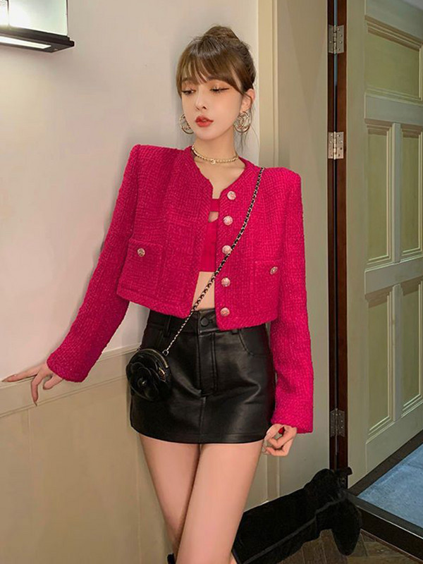 Visokokvalitetna francuska vintage mala mirisna jakna od tvida Topli kaput Ženska zimska moda Ležerni prženi ulični kratki kaputi Gornja odjeća