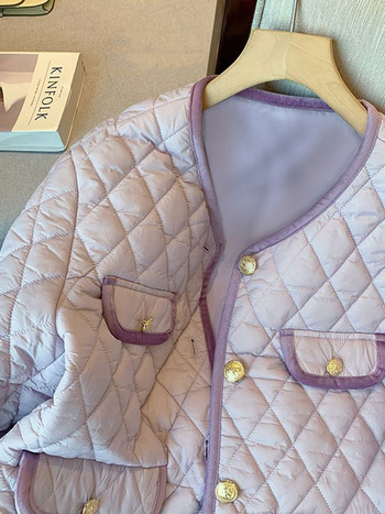 KBAT 2023 Малки ароматни леки якета с памучна подплата Дамско есенно ретро ватирано палто Топло дамско късо облекло Praka