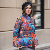 Ženska jakna Nove zimske parke iz 2023. Ženske pamučne jakne s printom i samostojećim ovratnikom Ležerna topla parka Kratki kaput Ženska gornja odjeća