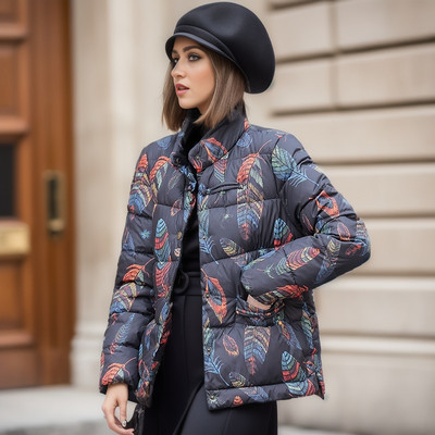 Ženska jakna Nove zimske parke iz 2023. Ženske pamučne jakne s printom i samostojećim ovratnikom Ležerna topla parka Kratki kaput Ženska gornja odjeća