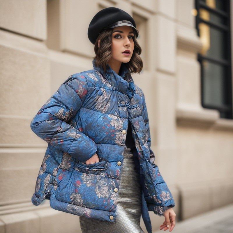 Ženska jakna Nove zimske parke iz 2023. Ženske pamučne jakne s printom i samostojećim ovratnikom Ležerna topla parka Kratki kaput Ženska gornja odjeća