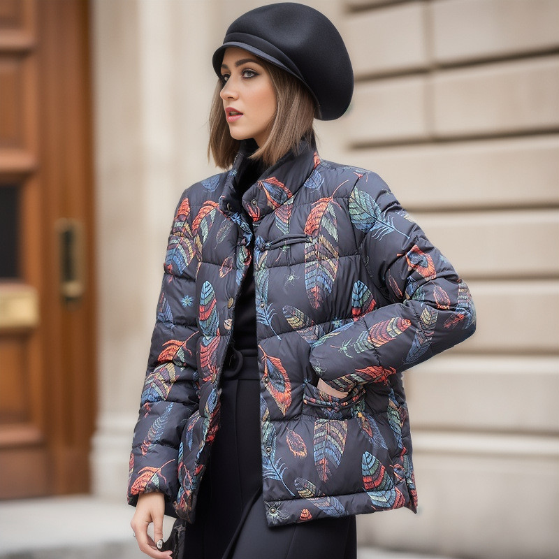 Ženska jakna Nove zimske parke iz 2023. Ženske pamučne jakne s printom i samostojećim ovratnikom Ležerna topla parka Kratki kaput Ženska gornja odjeća