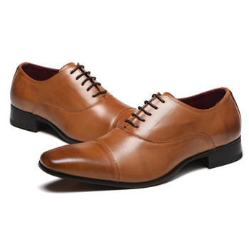 Мъжки обувки 2020 Нови пролетни обувки за рокля Висококачествени бизнес обувки от PU кожа с връзки Официални обувки за сватбено парти