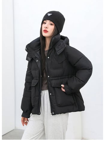 2023 Winter Thick Down Parka Big Pocket Βαμβακερό μπουφάν γυναικείο παλτό μόδας με κουκούλα Casual χαλαρά πάρκα ζεστά ρούχα